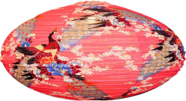 Gong - Lámpara colgante-Gong-Suspension ovale 80cm Bird Red