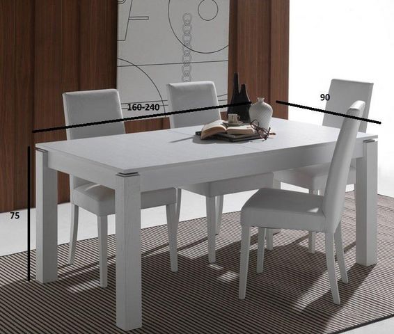 WHITE LABEL - Mesa de comedor rectangular-WHITE LABEL-Table repas extensible RIALTO blanche
