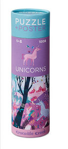 BERTOY - 100 pc puzzle & poster unicorns - Puzzle Per Bambini