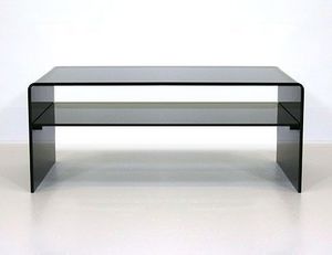 Abode Interiors - black glass coffee table with shelf - Tavolino Soggiorno Con Ripiano