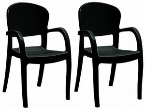 WHITE LABEL - lot de 2 chaises temptress empilable design noir b - Sedia