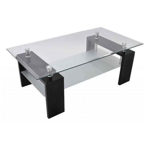 WHITE LABEL - Tavolino rettangolare-WHITE LABEL-Table basse design noir verre