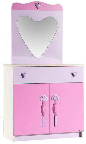 WHITE LABEL - Cassettiera bambino-WHITE LABEL-Commode pour enfant avec miroir coloris rose