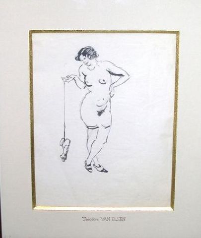 La Tour Camoufle - Disegno a inchiostro-La Tour Camoufle-femme nue